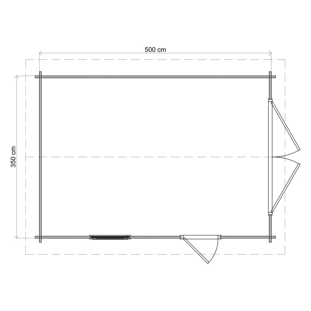 Premium Blockhaus mit praktischem Garagentor auf 350x500cm Einfacher Bausatz zur Eigenmontage - Gartenhaus Finne