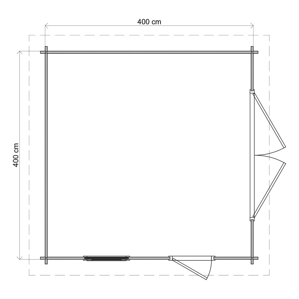 Kompaktes Blockhaus 400x400cm zur DIY-Montage mit Garagentor Platzwunder f�r Ihren Garten - Gartenhaus Linus