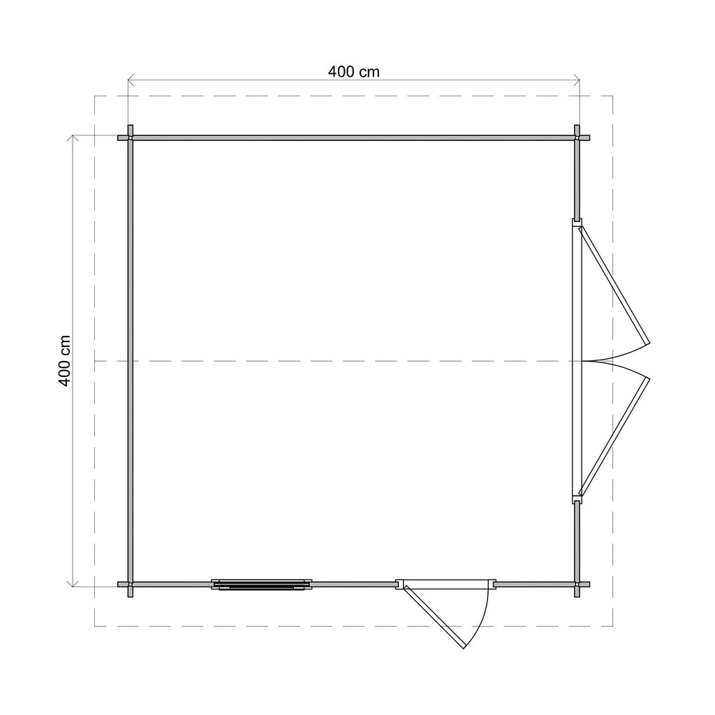 Echtes Handwerk: Robustes Blockhaus inkl. Garagentor - 400x400cm Bausatz zur Eigenmontage - Gartenhaus Janne