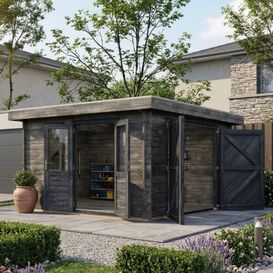Ger�umiges Holz Blockhaus inkl. Garagentor 400x500cm f�r...