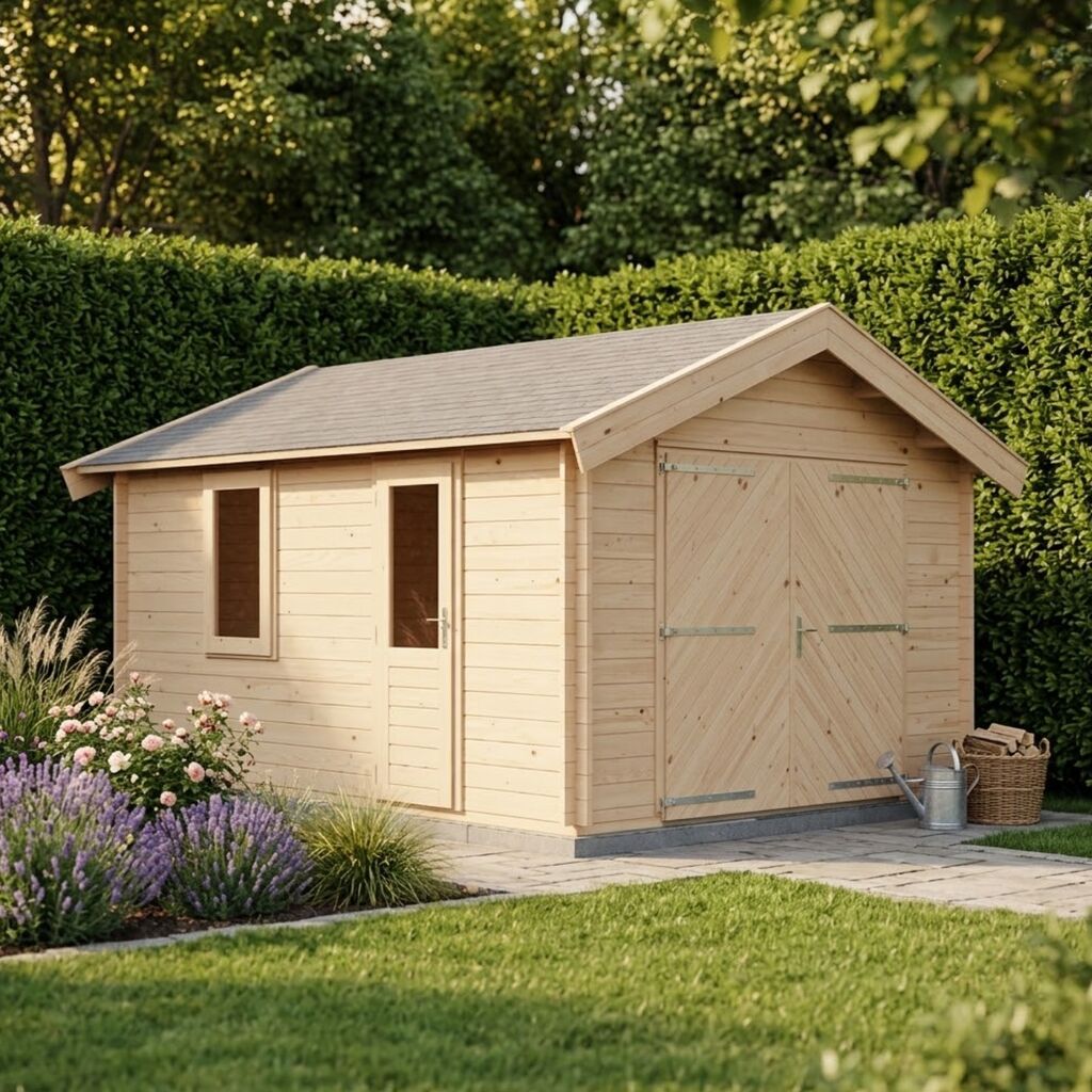 XL-Blockhaus mit breitem Garagentor 400x500cm robuster Bausatz zur DIY-Montage - Gartenhaus Matse