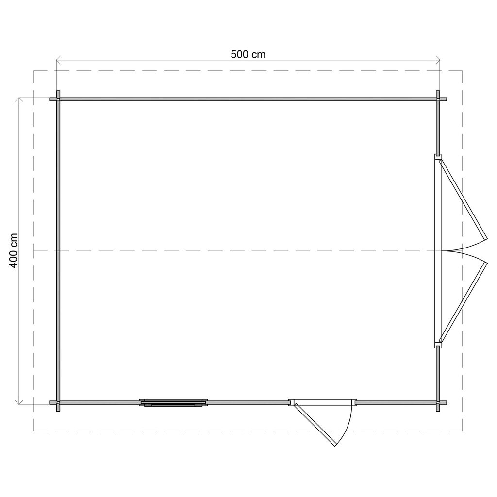 XL-Blockhaus mit breitem Garagentor 400x500cm robuster Bausatz zur DIY-Montage - Gartenhaus Matse
