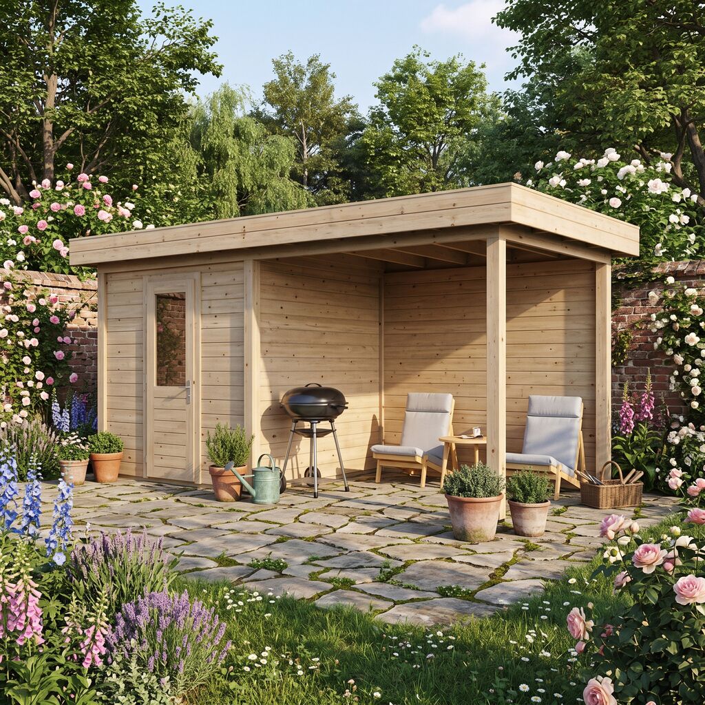 Traumhaftes Premium Gartenhaus aus Holz 250x250cm zur Selbstmontage - Gartenhaus Celis
