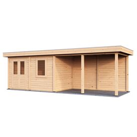 Qualit�ts-Holzhaus 388x250cm mit gro�em Vordach f�r...