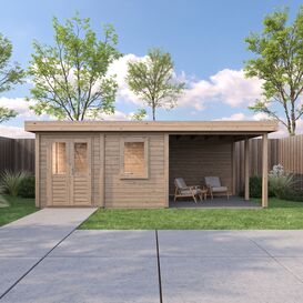 Gro�es Qualit�ts-Holzhaus 388x388cm mit Vordach f�r...