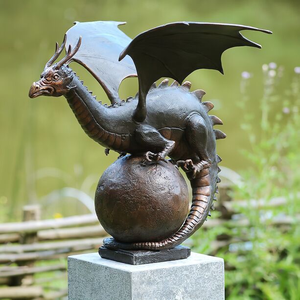 Hochwertige Garten Drachenfigur aus Bronze - Mortiferus