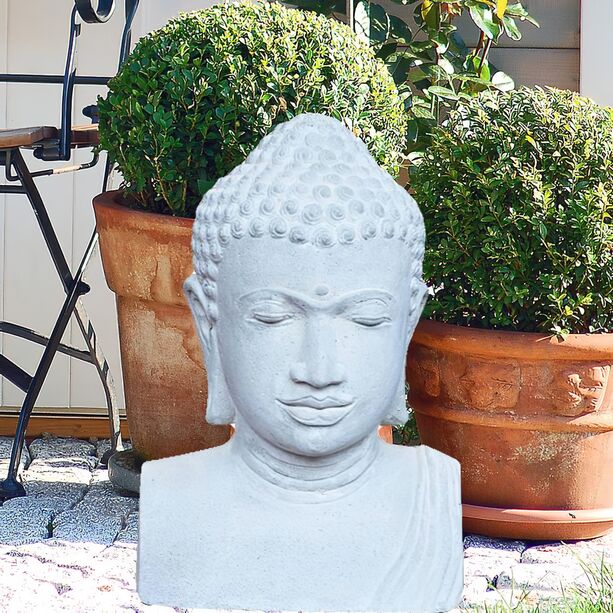 Wertvolle Buddha Steinbüste in Natur Steinguss
