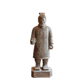Skulptur Japanischer Krieger stehend in Antik Steinguss -...