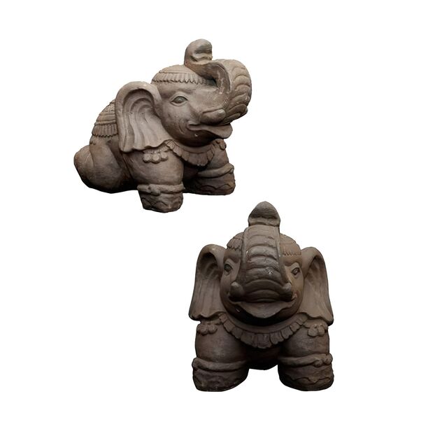 Kleiner Elefant als Steinfigur Handarbeit Antik Steinguss