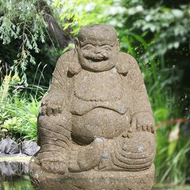 Lachender Buddha Kajjali als Steinfigur handbehauen