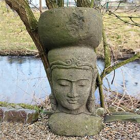 Asiatische Gartendeko - Steinkopf aus Naturstein