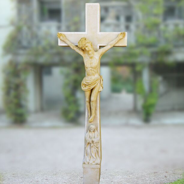 Groes Stein Kreuz mit Jesus Figur - Jesus Cruzifix
