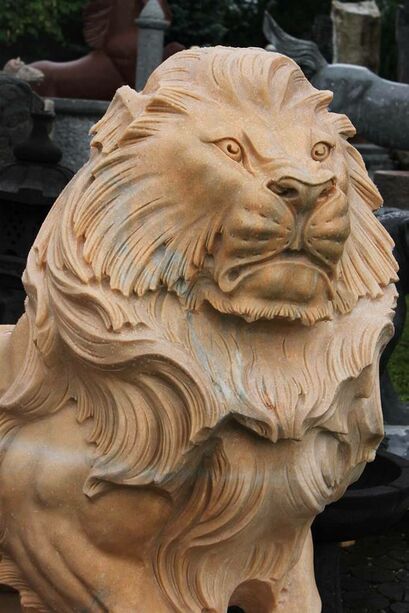 Einzigartige Marmor Löwenpaar Skulpturen - Zento