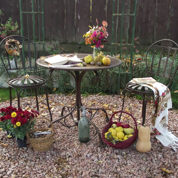 Nostalgisches Gartenmbelset mit Tisch und Sthlen - Acier