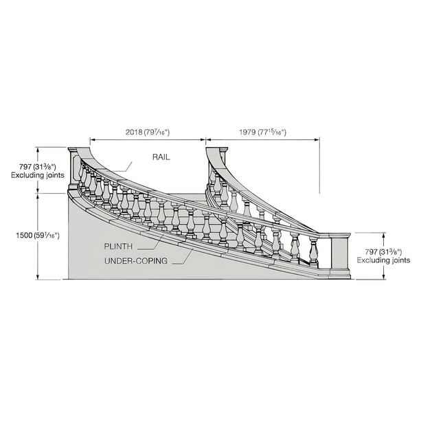 Treppengelnder Steinguss gebogen Bauelemente - Espiralum
